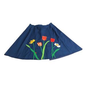 Vintage Patti Simons Half Apron Floral Embroidered Canvas Reversible Pocket Art